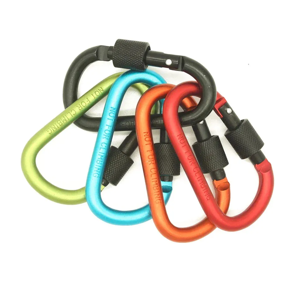 2pcs 8cm Aluminum Carabiner Chain Clip Rotary Lock D Ring Buckle key Ring Camping Mountain Snap Hook Outdoor Travel Kit