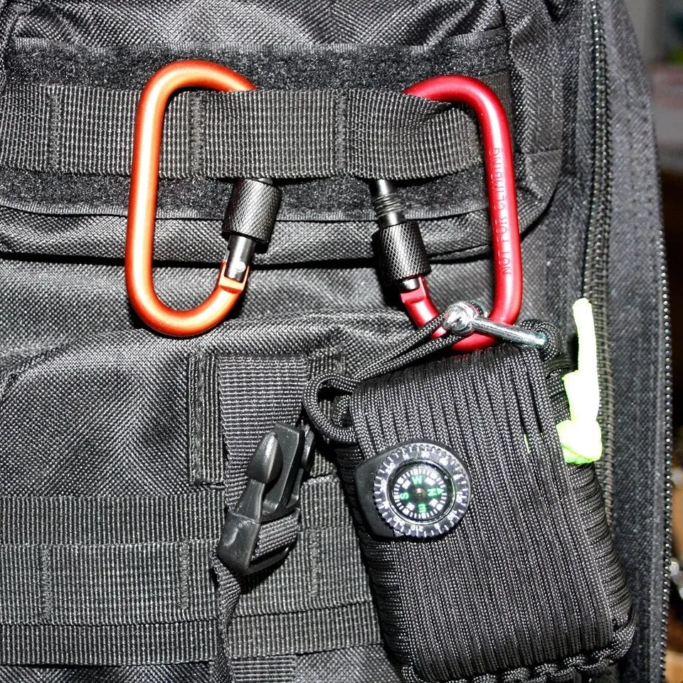 2pcs 8cm Aluminum Carabiner Chain Clip Rotary Lock D Ring Buckle key Ring Camping Mountain Snap Hook Outdoor Travel Kit
