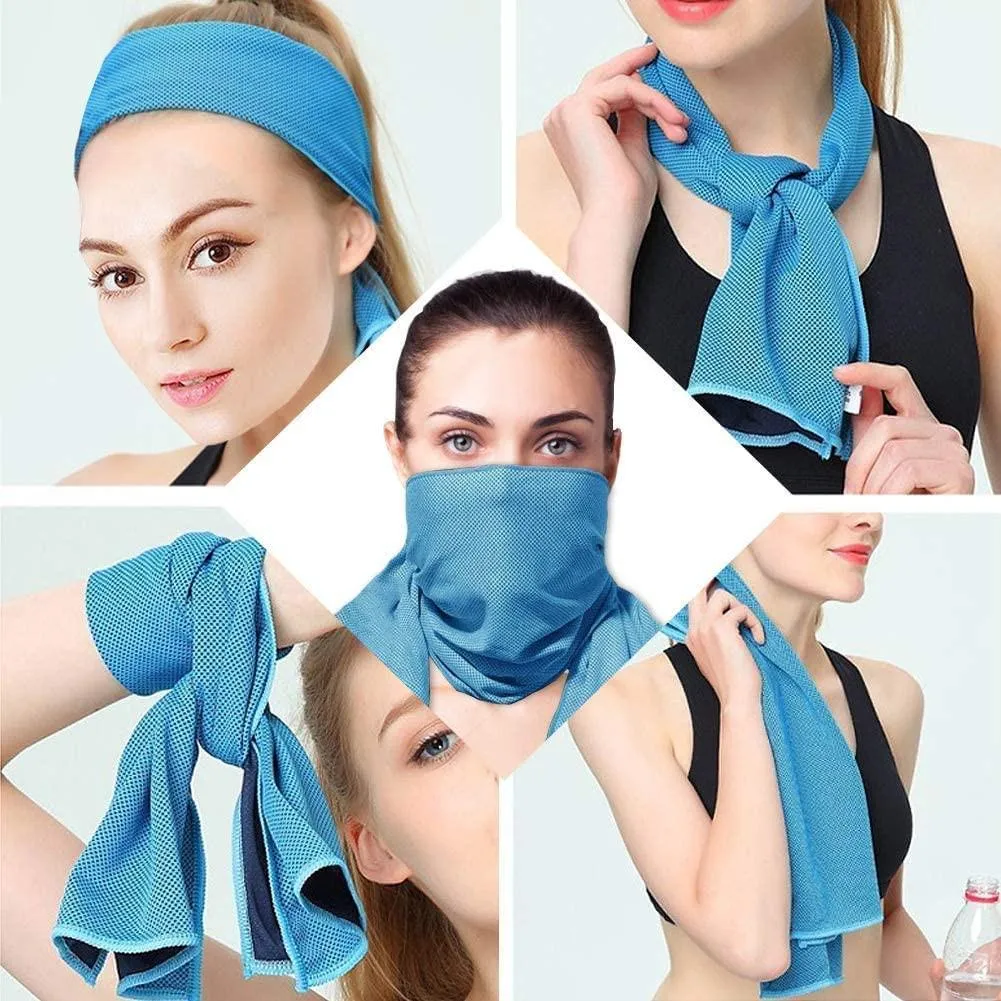 2PCs Microfibre Towel Ice Cooling Towel for Sweat in Gym Workout Sports Travel
