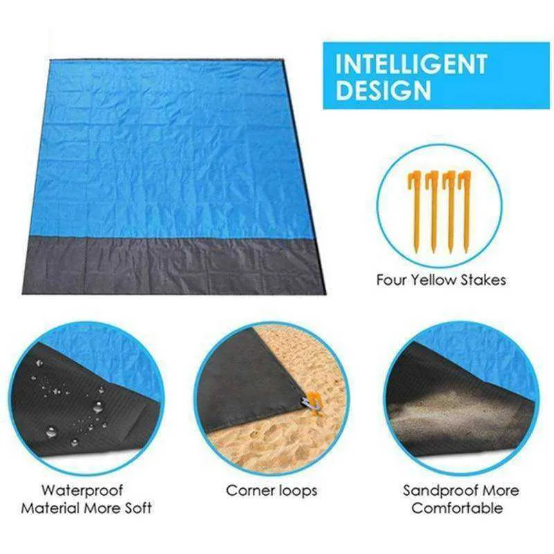 2x2.1m Waterproof Beach Blanket Folding Outdoor Picnic Mat