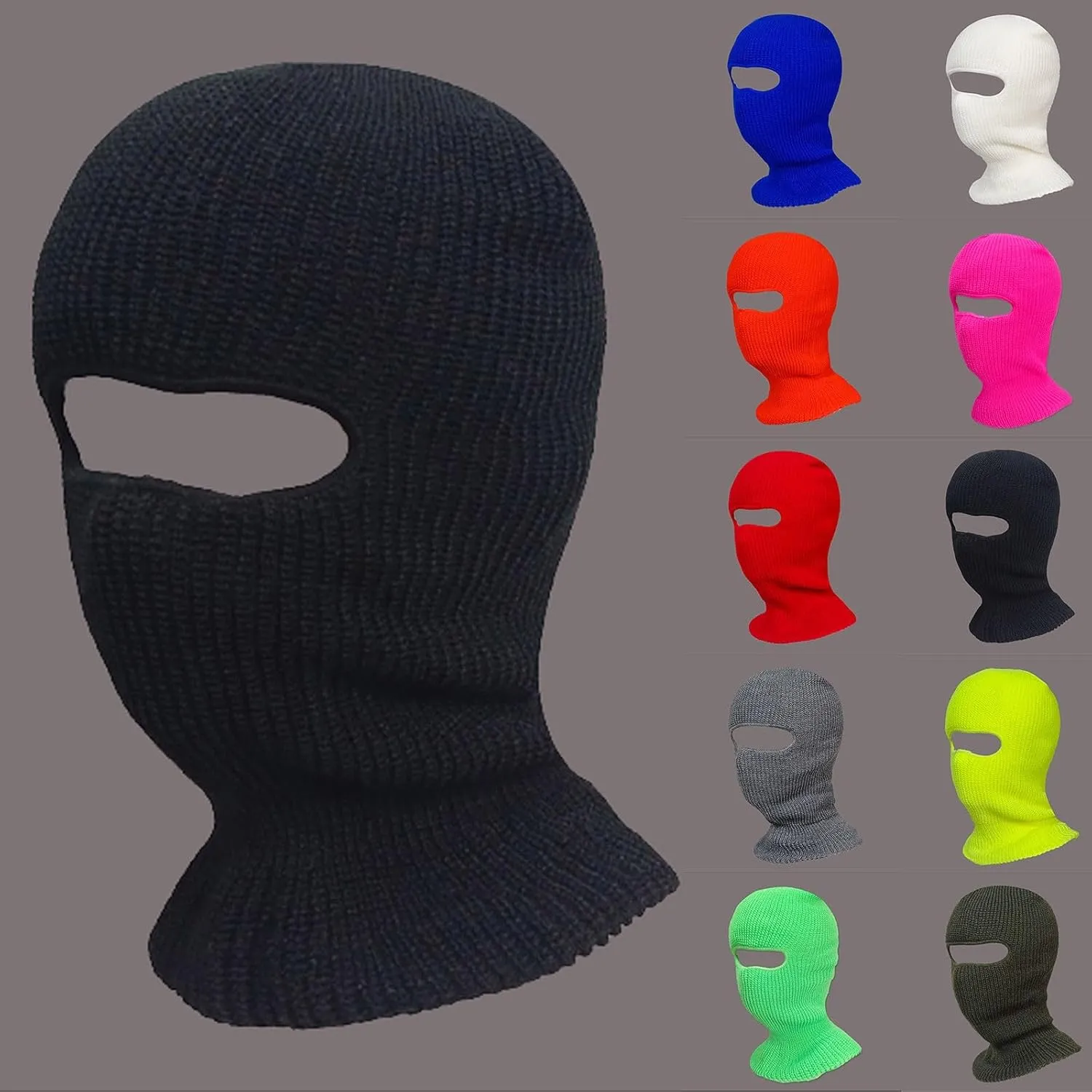 3 Hole Winter Knitted Masks Womens Winter Hat Outdoor Sports Full Face Cover Ski Masks Warm Knit Balaclava for Adult