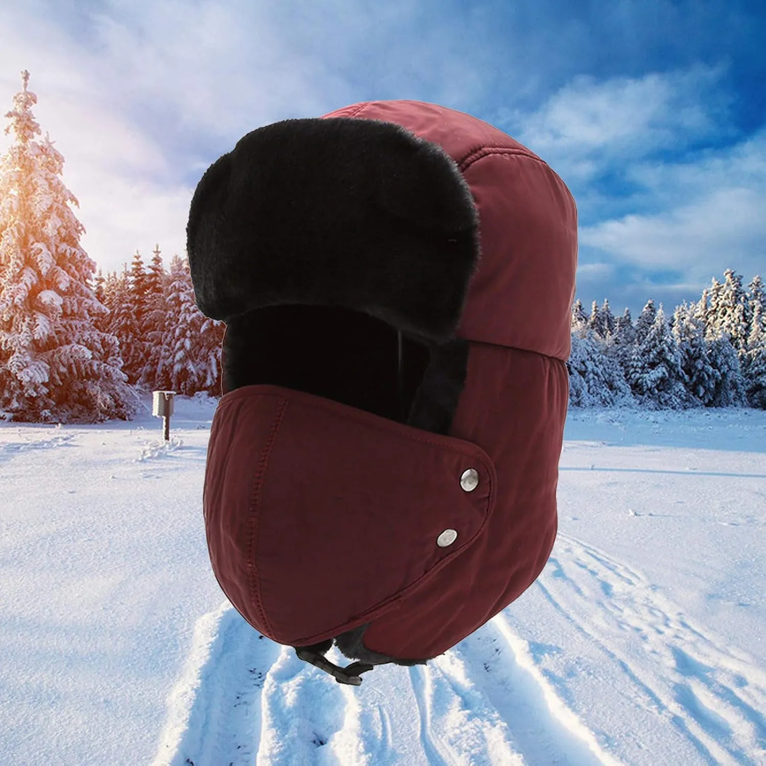 3 in 1 Cold Resistan Hat, Women's Knitted Hat in Autumn Winter, Warm Cozy Soft Ear Protection Knitted Cap