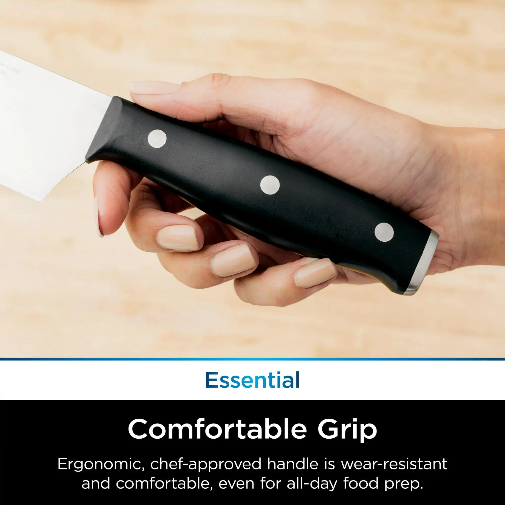 3-Piece Set: Ninja Foodi Never Dull Essential with Chef, Utility and Paring Knives