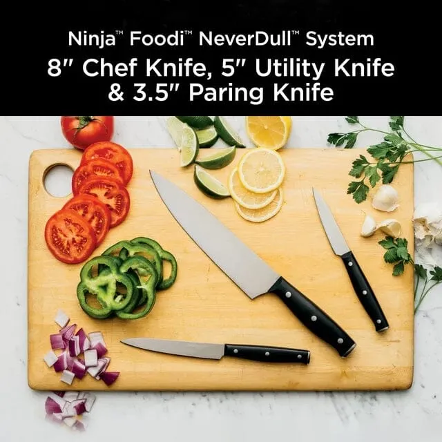 3-Piece Set: Ninja Foodi Never Dull Essential with Chef, Utility and Paring Knives