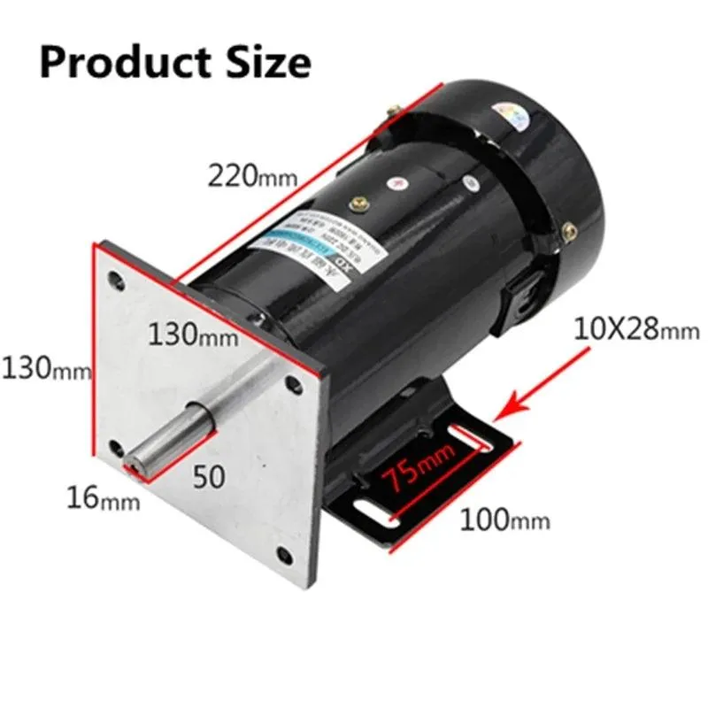 300W DC Motor 220V Permanent Magnet 1800rpm High Speed Motor Can Adjust Speed Forward and Reverse Electric DC Mini Moter Engine
