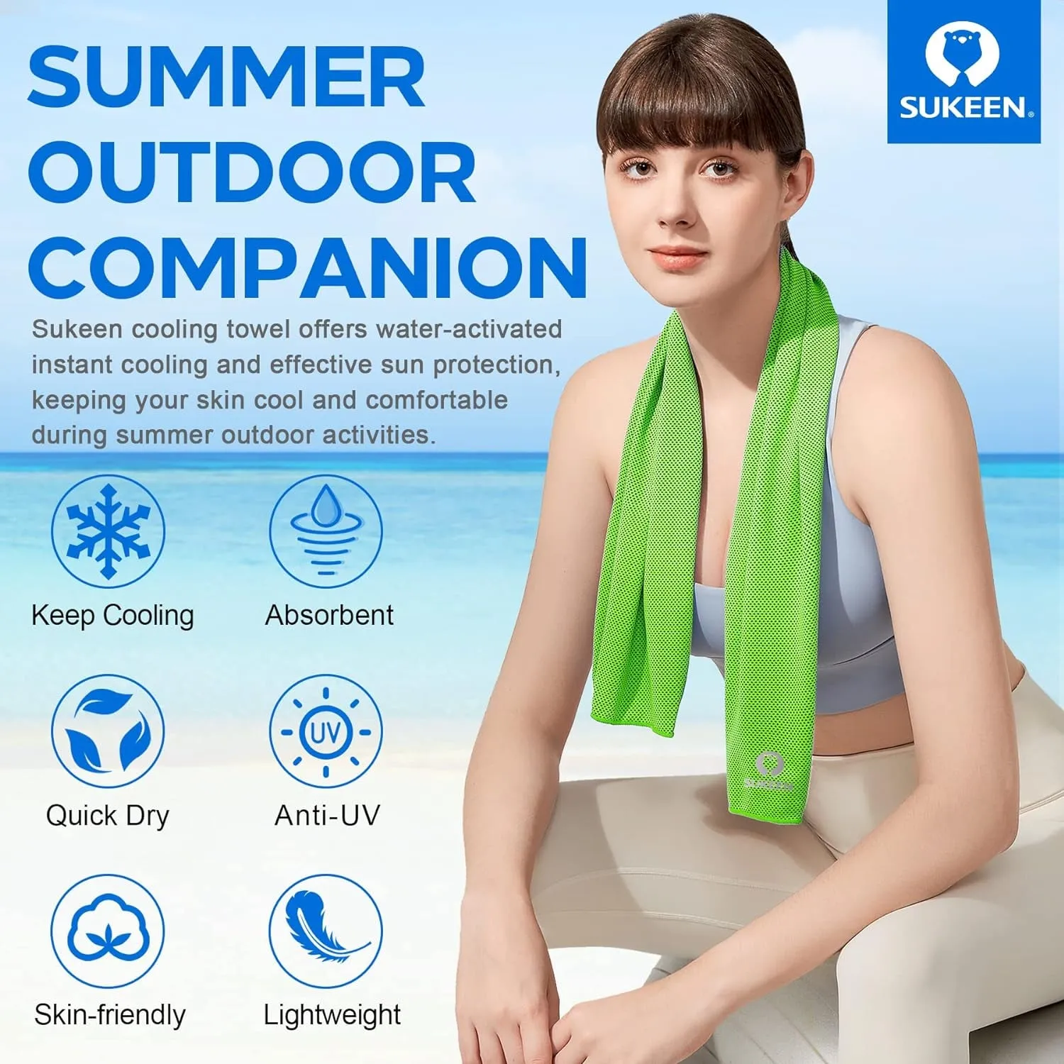 4 Pack Cooling Towel (40"X12"), Soft and Breathable
