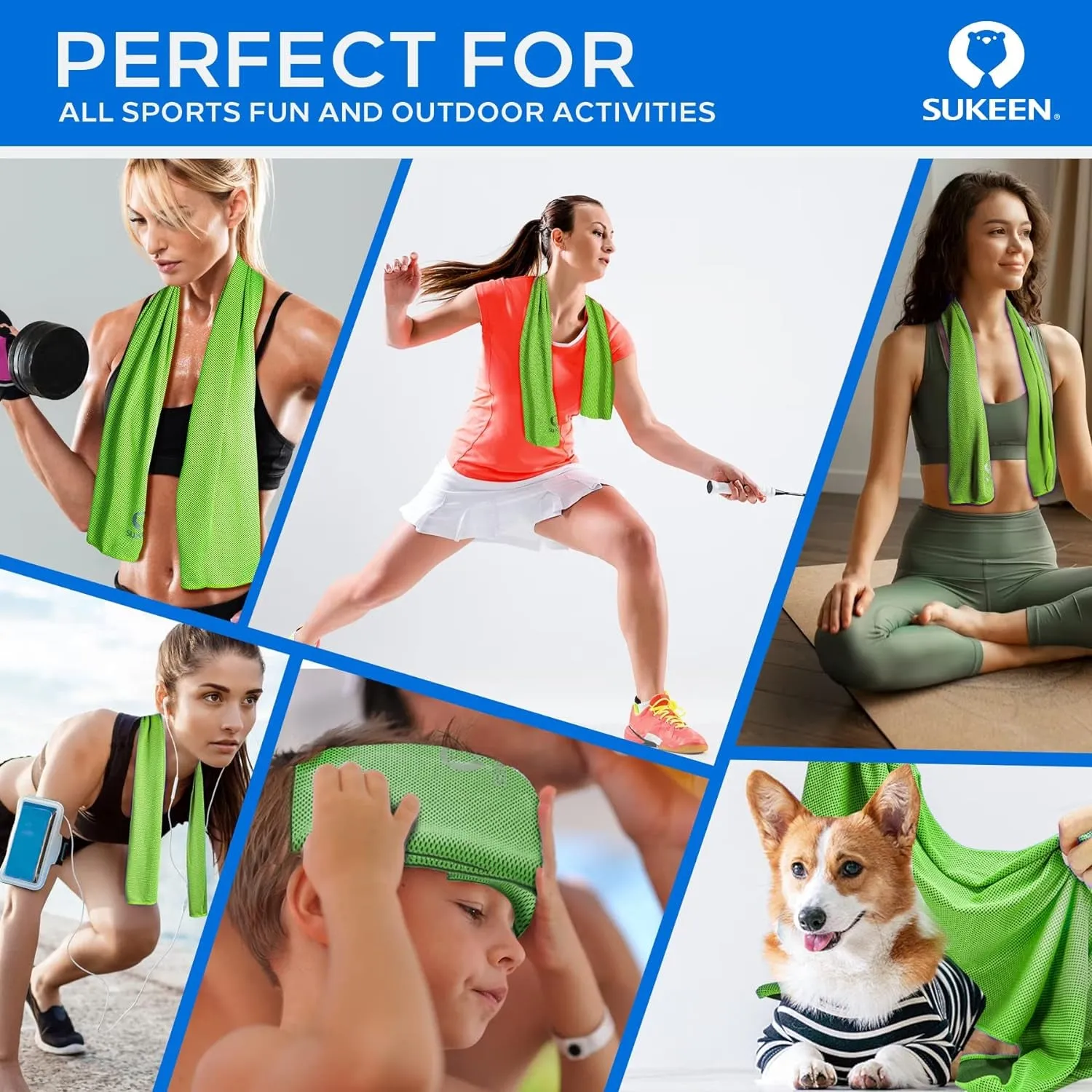 4 Pack Cooling Towel (40"X12"), Soft and Breathable