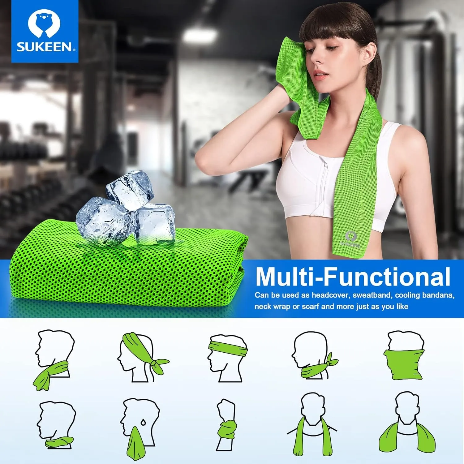 4 Pack Cooling Towel (40"X12"), Soft and Breathable