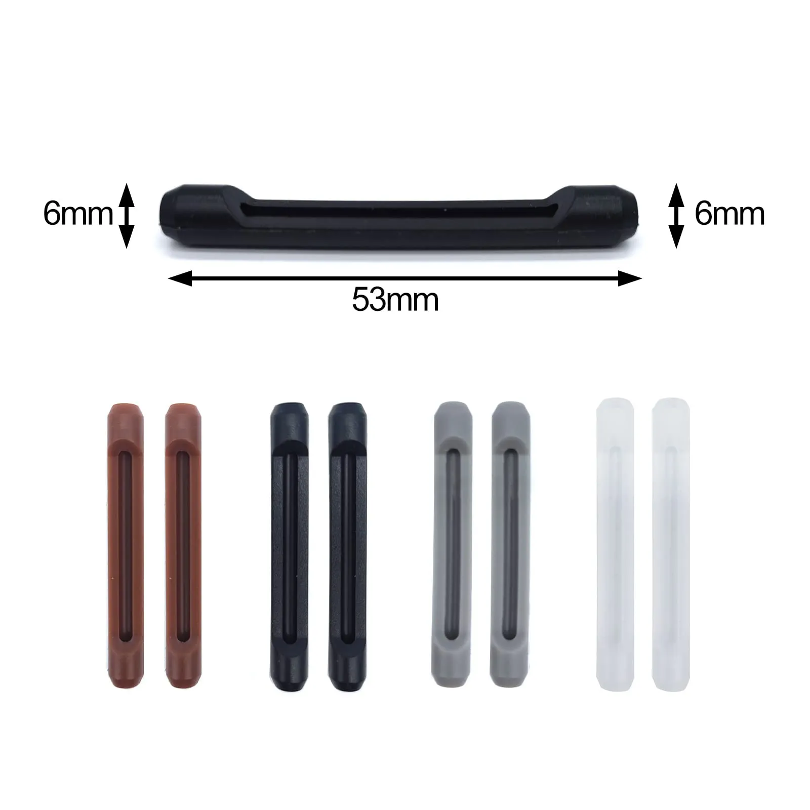 4 Pairs Eyeglasses Temple Tips Sleeve Retainer, Soft Silicone Anti-Slip Elastic Comfort Glasses Retainers for Sunglasses and Glasses Eyewear (Black,Clear,Grey,Brown)