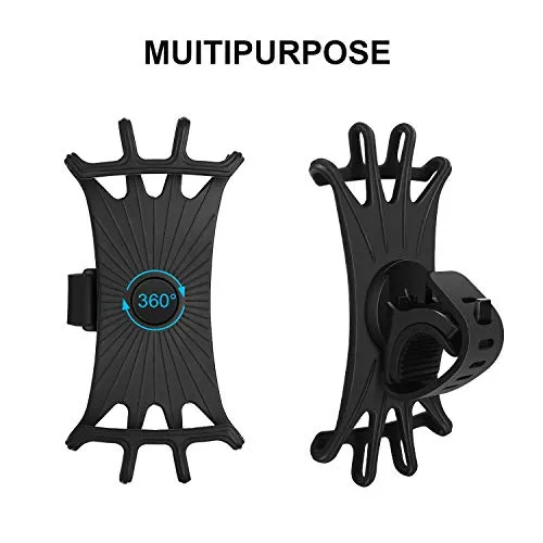 4 Pieces USB Rechargeable Bicycle Light Front Back Bike Lights Set with 1 Piece 360 Degree Rotation Silicone Bicycle Phone Mount Bike Accessories Bike Phone Holder