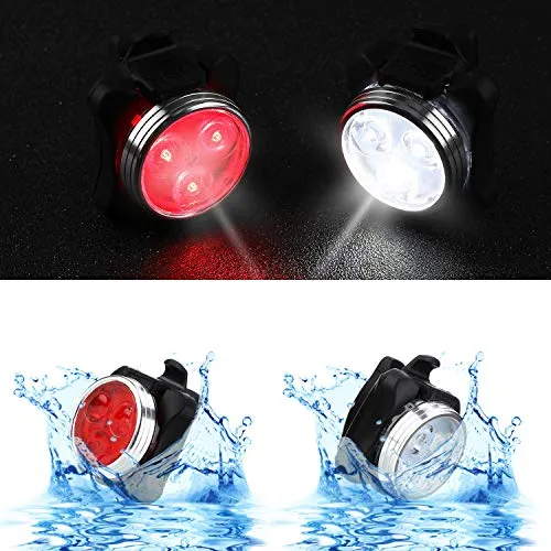 4 Pieces USB Rechargeable Bicycle Light Front Back Bike Lights Set with 1 Piece 360 Degree Rotation Silicone Bicycle Phone Mount Bike Accessories Bike Phone Holder