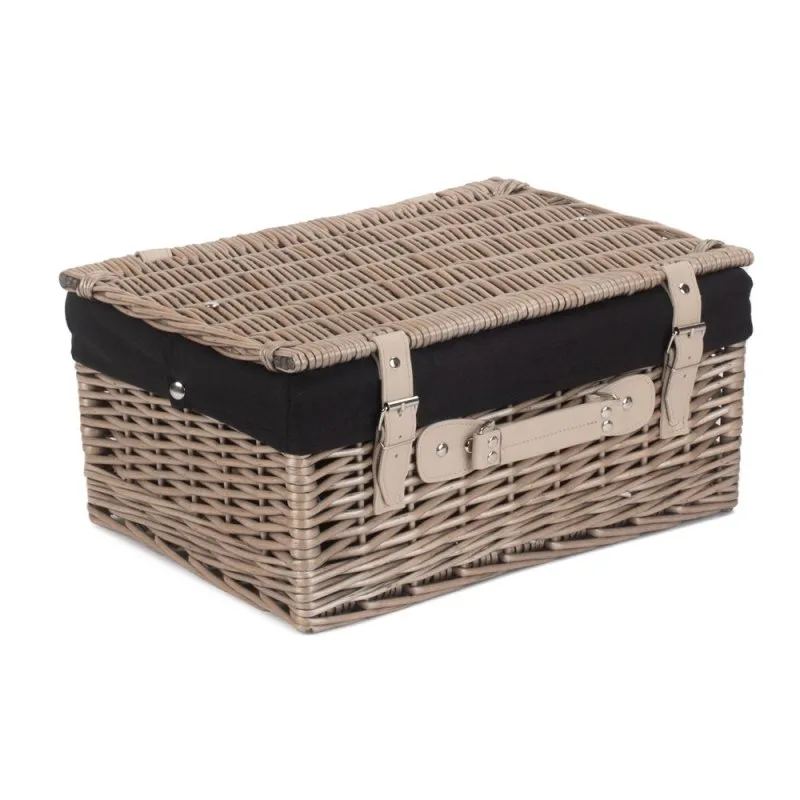 41cm Antique Wash Wicker Picnic Basket with Cotton Lining