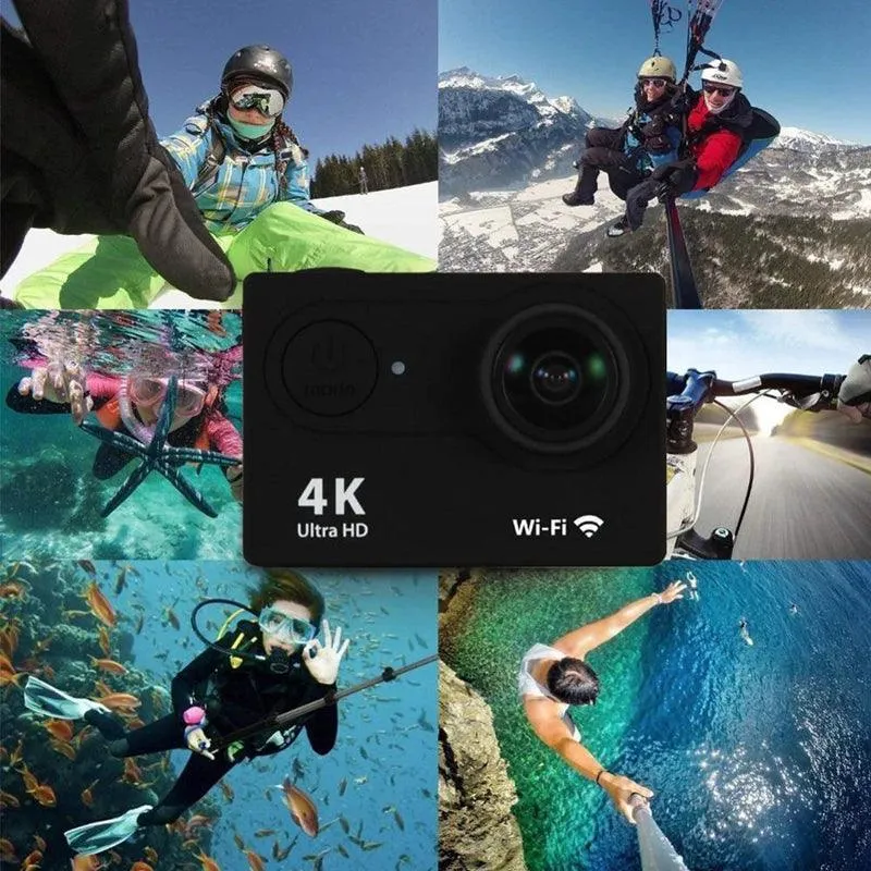 4K Action Camera with Wi-Fi, 140° Wide-Angle Lens, Waterproof to 98ft, Touchscreen and HD Video Recording