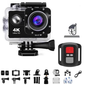 4K Action Camera with Wi-Fi, 140° Wide-Angle Lens, Waterproof to 98ft, Touchscreen and HD Video Recording
