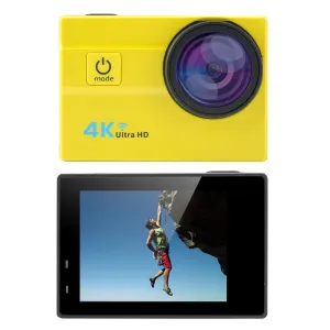 4K Wi-Fi Waterproof Sports Camera - 1/4 inch Sony CMOS Sensor, 173 Degree Lens, 2 Inch LCD Display, HDMI Out (Yellow)