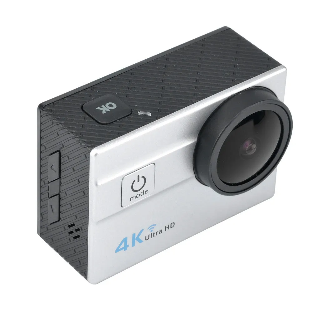 4K Wi-Fi Waterproof Sports Camera - 173 Degree Lens, 16MP  1/4 inch Sony CMOS Sensor, 2 Inch LCD Display, HDMI Out (Silver)