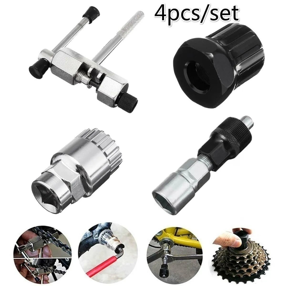 4pc Mountain Bike Portable Bicycle Crank Chain Axis Puller Removal Repair Tool Kit Bicycle Repair Tools  bike multitool