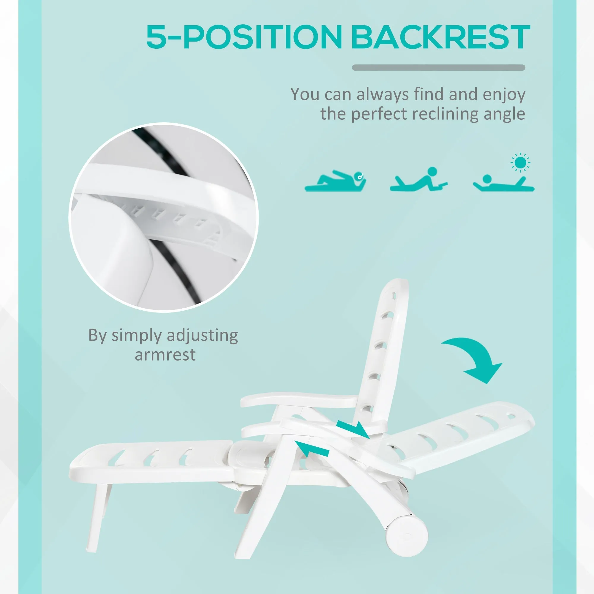 5 Tier Adjustable Lounge Chair - White