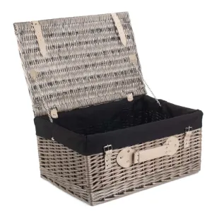 51cm Antique Wash Wicker Picnic Basket with Cotton Lining