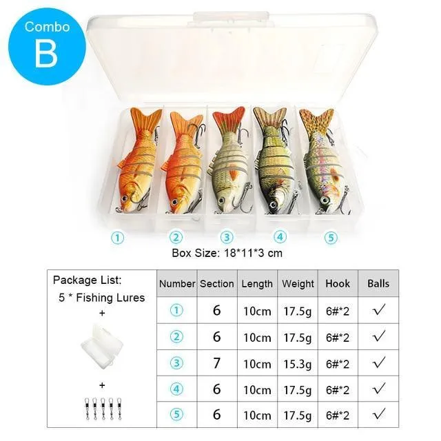 5pcs Fishing Lures Set Wobblers Crankbaits Fishing Box