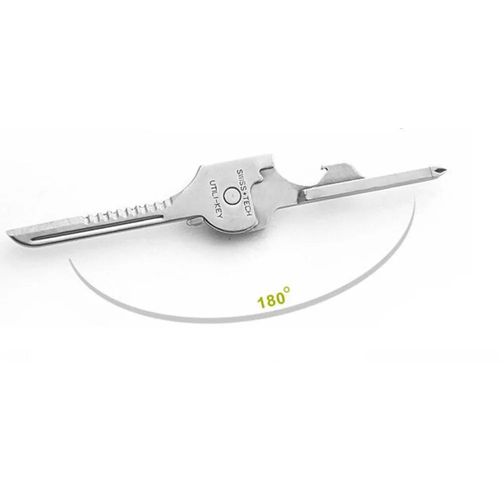 6 in 1 Stainless Steel Utili-Key Key Ring Chain Pocket Cutter Screwdriver Multi Tools Camping Survival Kit