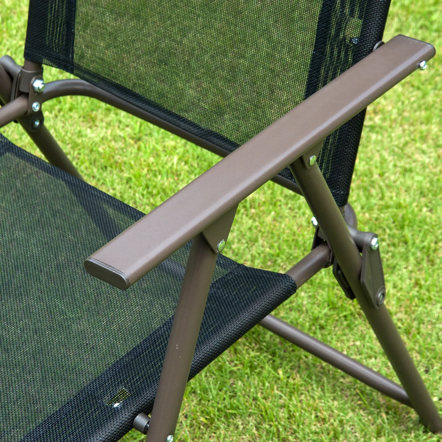 6 PCs Garden Patio Furniture Set Bistro Set Texteline Folding Chairs  Table  Parasol (Black)
