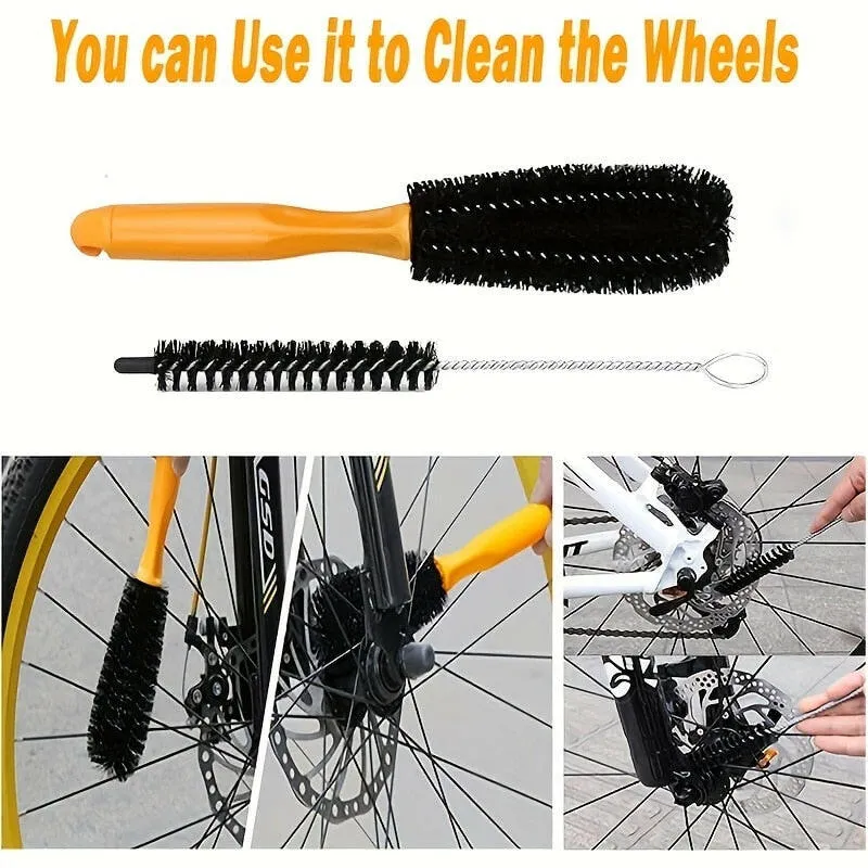 7Pcs Chain Cleaner Portable Cycling Cleaning Kit Bicycle Scrubber Brushes Set Bike Wash Repair Tool for Mountain Road Motorcycle