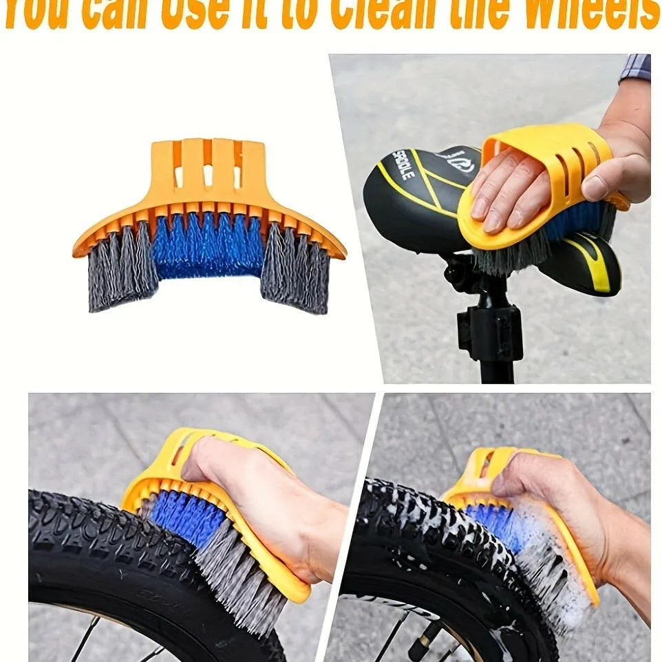 7Pcs Chain Cleaner Portable Cycling Cleaning Kit Bicycle Scrubber Brushes Set Bike Wash Repair Tool for Mountain Road Motorcycle