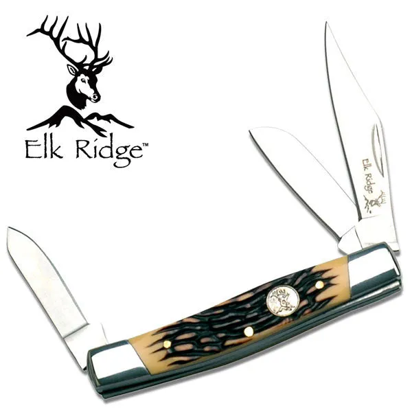 7" Elk Ridge Wood Gentleman Hunting Frontier Knife ER-043I