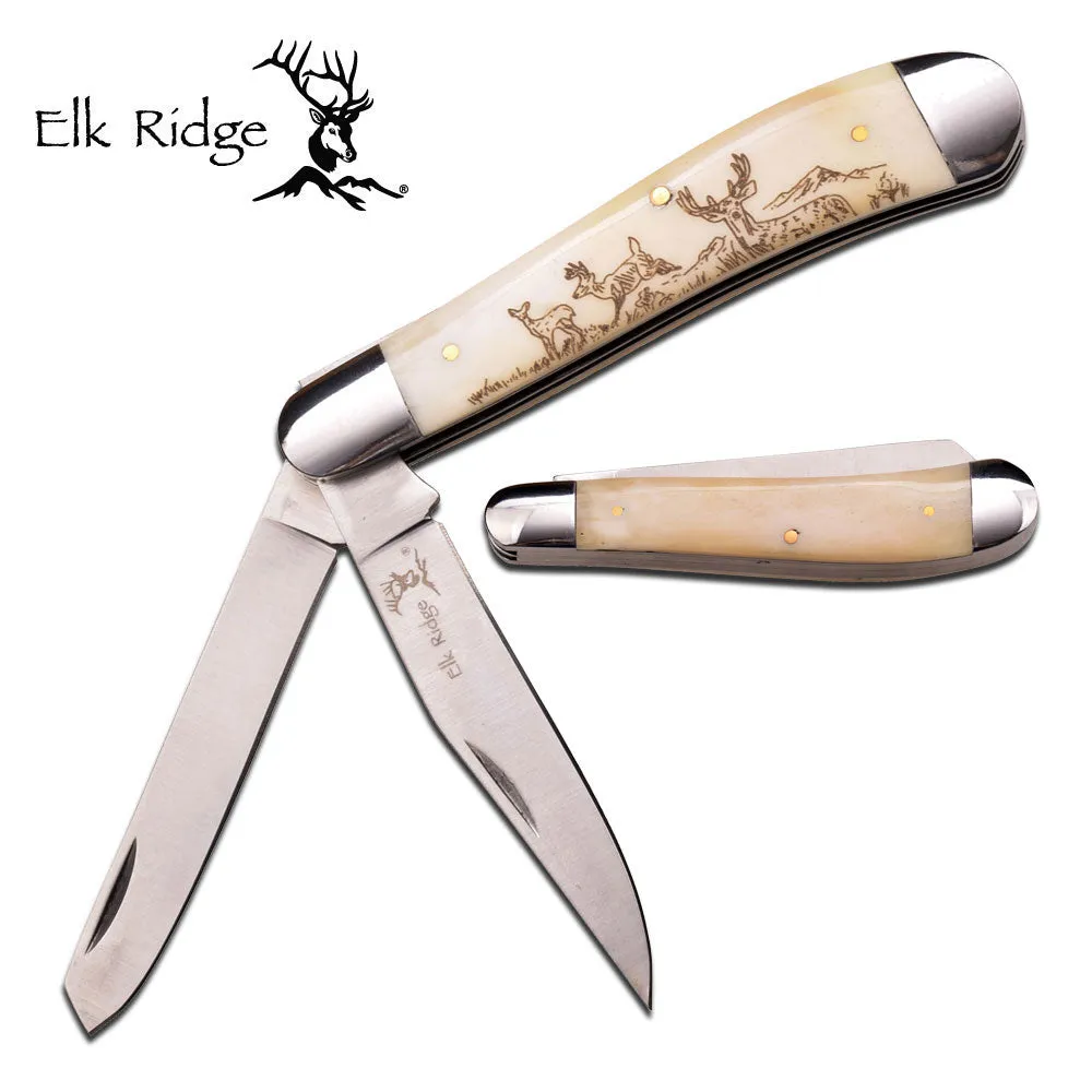 7" Elk Ridge Wood Gentleman Hunting Frontier Knife ER-220DR