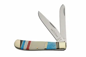 7" Rite Edge Real Bone Handle 2 Bladed Trapper Pocket Knife