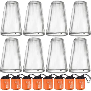 8 Pack Gray Mosquito Covers Wearable Head Net Face Mesh Protecting Net Mosquito Fly Insects Bugs Preventing for Outdoor Hiking Camping