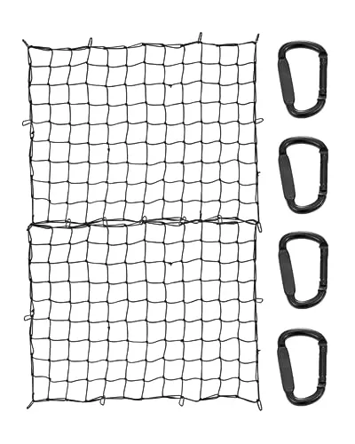 80'' Real Heavy Duty Carabiner Bungee Cords Outdoor with 190 Lbs Max Break Strength, Black Bungee Straps with Upgraded Carabiner Hooks for Luggage Rack, Cargo, Hand Carts, Bike, Camping, etc (4 Pcs)