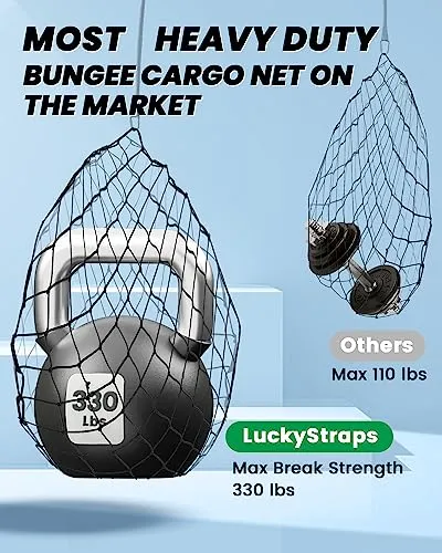 80'' Real Heavy Duty Carabiner Bungee Cords Outdoor with 190 Lbs Max Break Strength, Black Bungee Straps with Upgraded Carabiner Hooks for Luggage Rack, Cargo, Hand Carts, Bike, Camping, etc (4 Pcs)