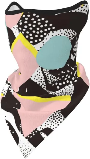 80s Style Dot Draw Stylish Art Hanging Ears Triangle Neck Gaiter Scarf Mesh Face Mask Bandana Balaclava Triangle Flag Face Scarf Headwear for Men Women Outdoors Sports Black