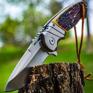 8.25" Elk Ridge Bone Handle Gentleman Assisted Hunting Pocket Knife