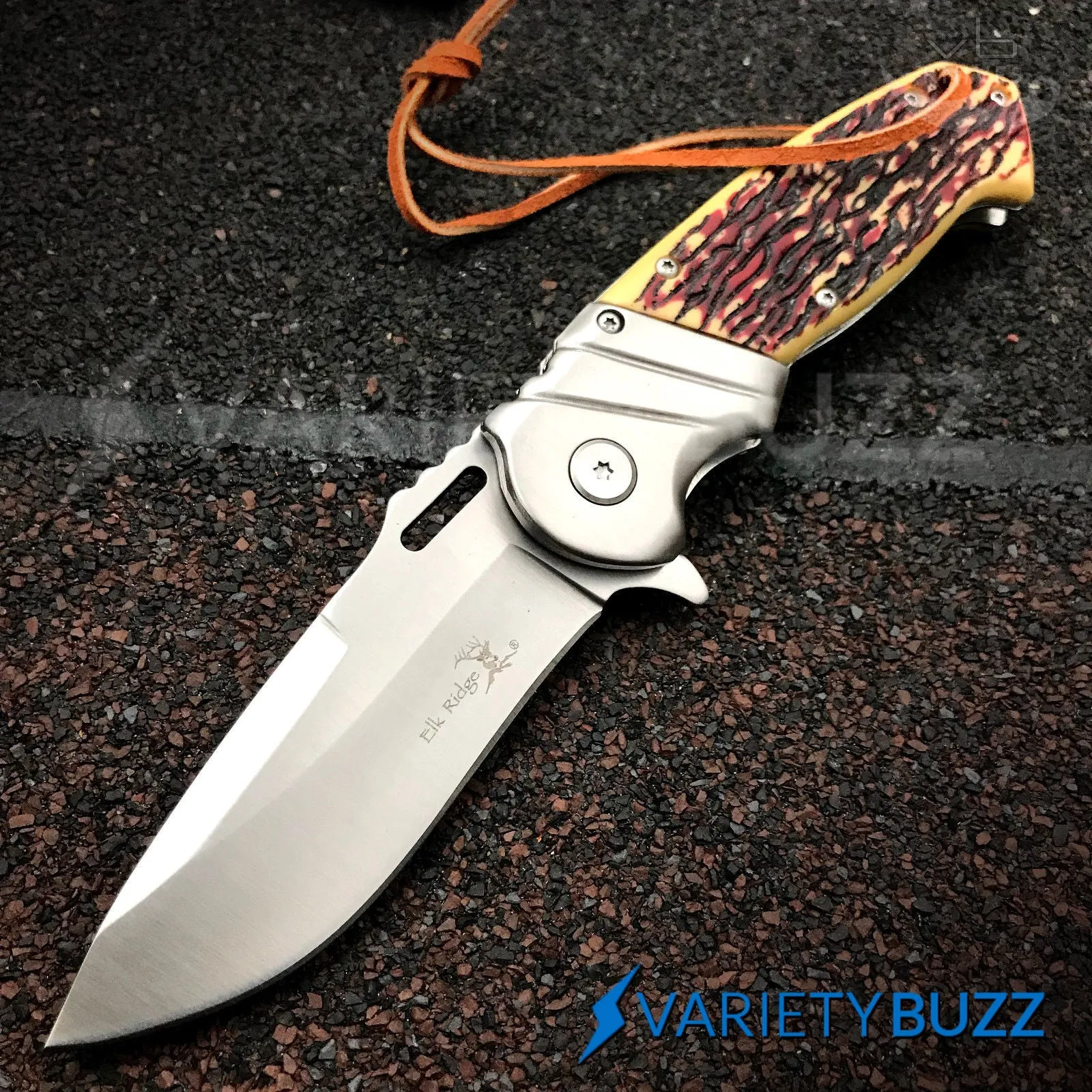 8.25" Elk Ridge Bone Handle Gentleman Assisted Hunting Pocket Knife