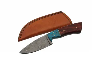 8" Handmade Damascus Redwood Hunting Skinning Knife