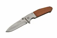 8" Rite Edge Wood Handle Spring Assisted Hunting Pocket Knife