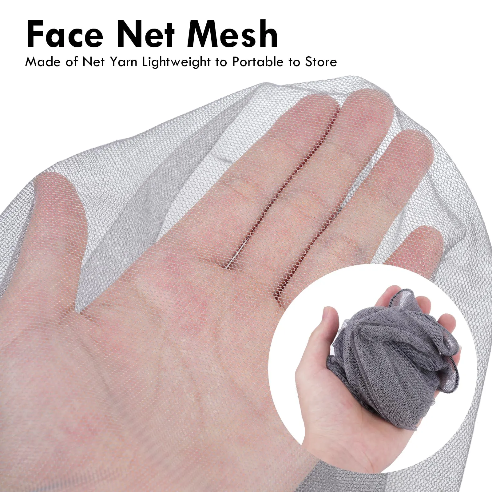 ACWOO 2PC Head Net Face Mesh Head Cover, Mosquito Head Net Face Mesh, Net Head Protection Net, Head Net Face Mesh Head Cover for Outdoor Lovers, Climbing, Fishing, Beekeeping (Grey) 2pc-grey