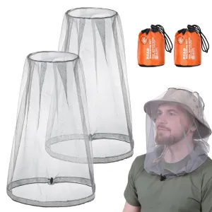 ACWOO 2PC Head Net Face Mesh Head Cover, Mosquito Head Net Face Mesh, Net Head Protection Net, Head Net Face Mesh Head Cover for Outdoor Lovers, Climbing, Fishing, Beekeeping (Grey) 2pc-grey