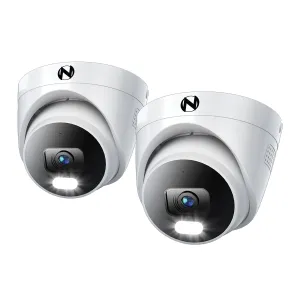 Add On Wired IP 4K Deterrence Dome Cameras with 2-Way Audio - 2 Pack - White