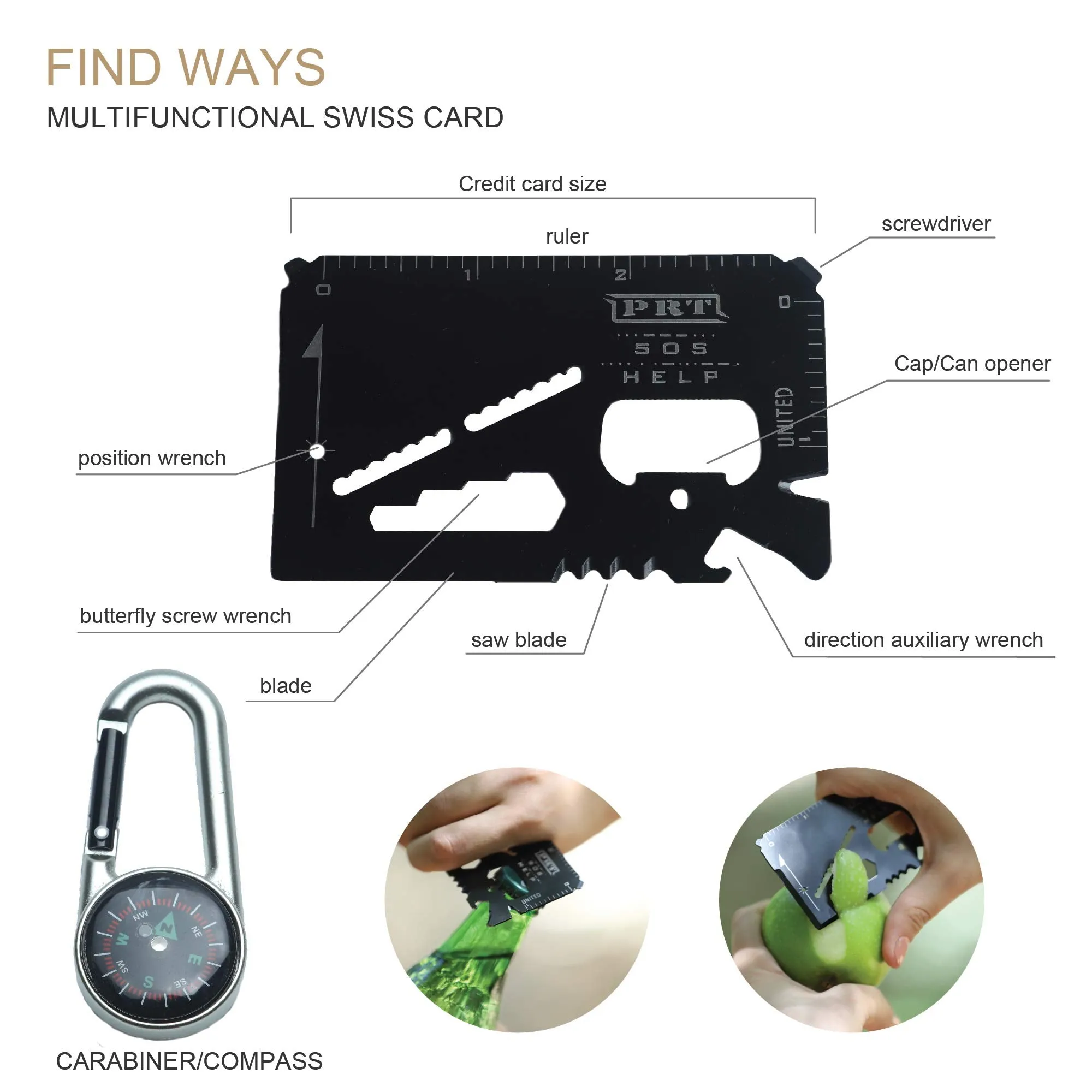 AGEAR Survival Gear with Survival Knife and fire Starter, 14 in 1 Emergency Survival kit Tactical Gear with Emergency Blanket and Compass for Hiking Tactical Gear for Men for Outdoor Adventure