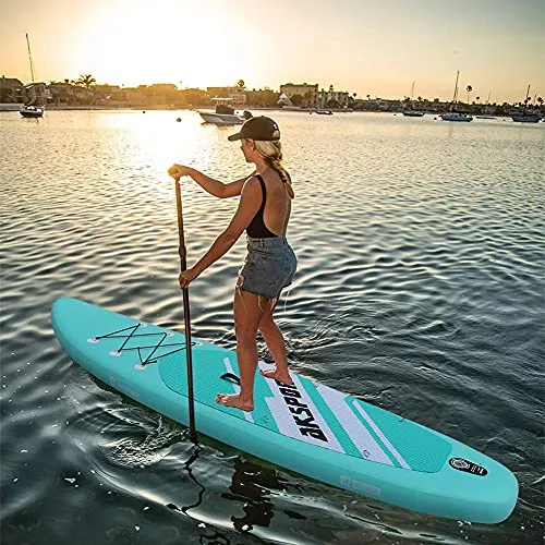 AKSPORT 10'6"×32"×6" Inflatable Stand Up Paddle Board with Premium Non-Slip Deck,Travel Backpack,Adjustable Paddle,Pump,Leash for Youth & Adult Ultra-Light Surfing SUP Boards