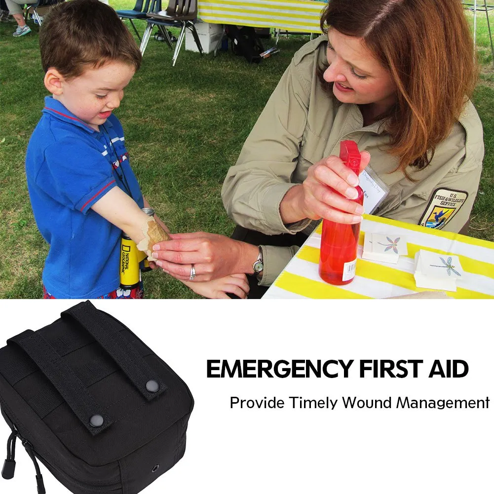 Alomejor First Aid Medical Bag Empty First Aid Pouch Mini Portable Medical Backpack for Travel Camping Cycling Travel Emergency Black