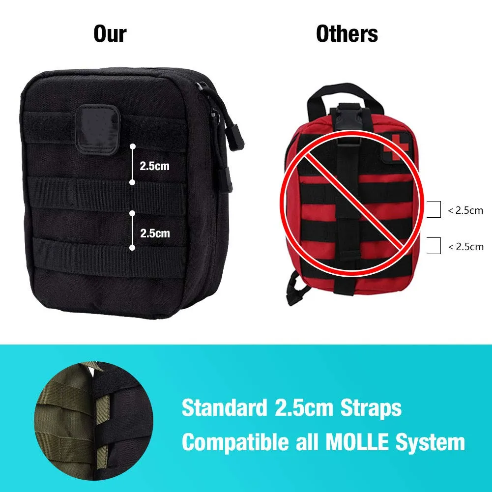 Alomejor First Aid Medical Bag Empty First Aid Pouch Mini Portable Medical Backpack for Travel Camping Cycling Travel Emergency Black