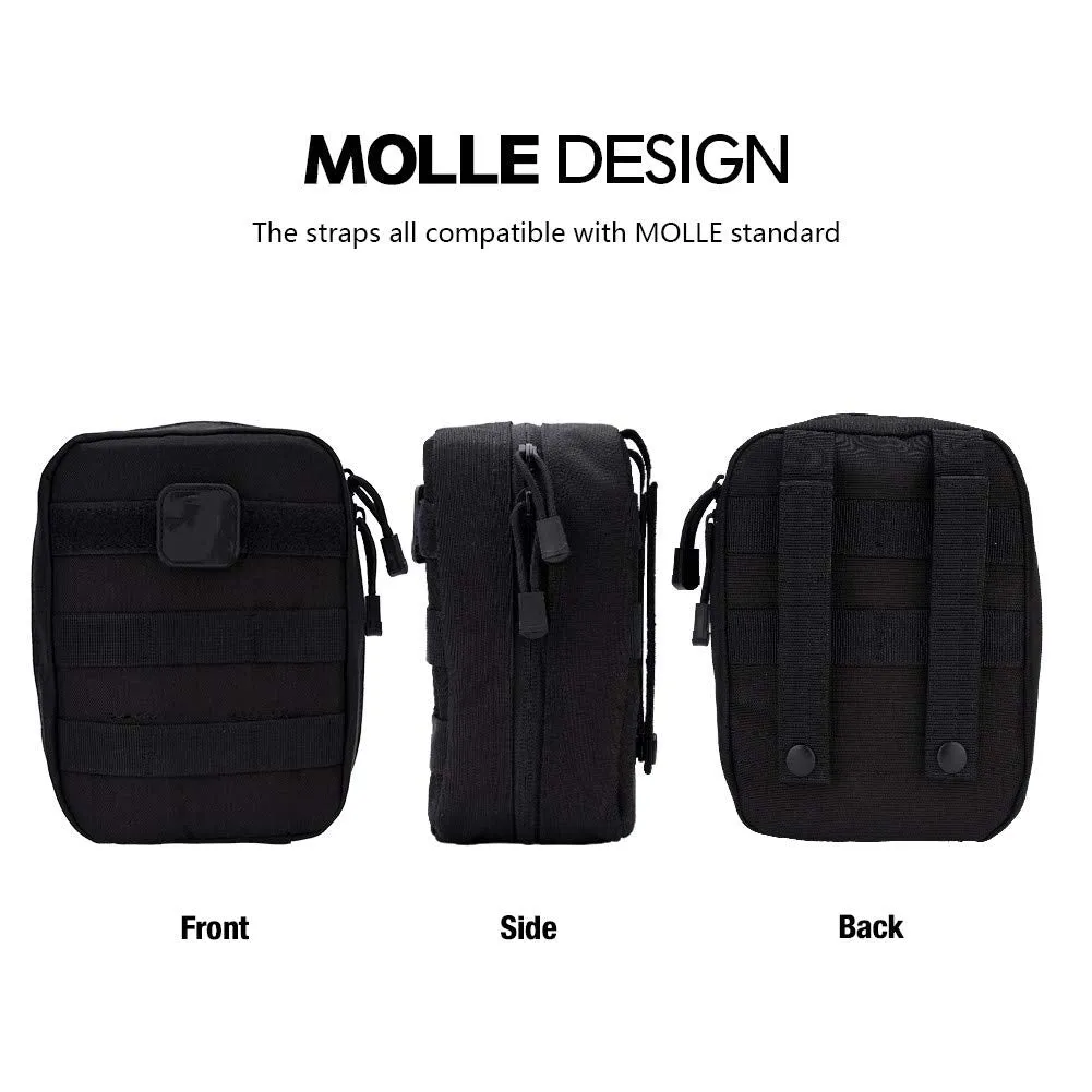 Alomejor First Aid Medical Bag Empty First Aid Pouch Mini Portable Medical Backpack for Travel Camping Cycling Travel Emergency Black