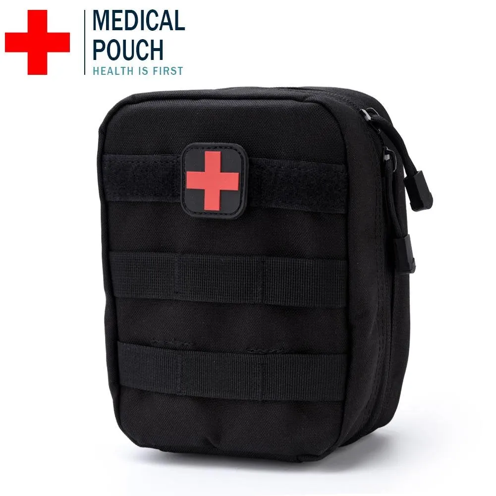 Alomejor First Aid Medical Bag Empty First Aid Pouch Mini Portable Medical Backpack for Travel Camping Cycling Travel Emergency Black
