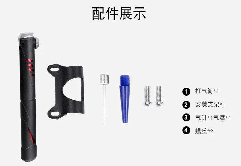 Aluminum Alloy Mini-Portable Household Air Pump Mountain Bike Inflator American French Valve Universal Bicycle Tire Pump