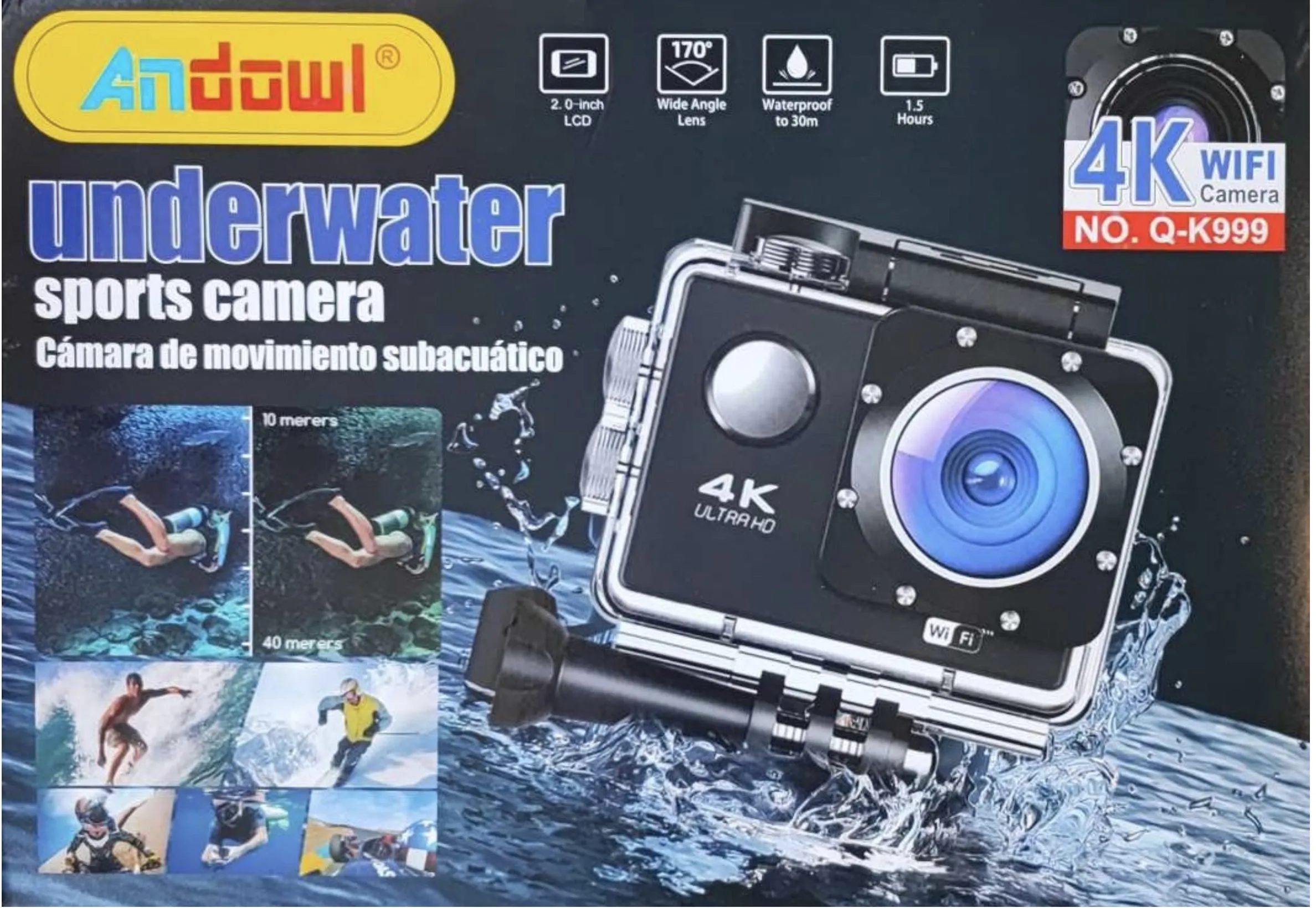 Andowl QK999 4K Wifi Underwater Sports Camera